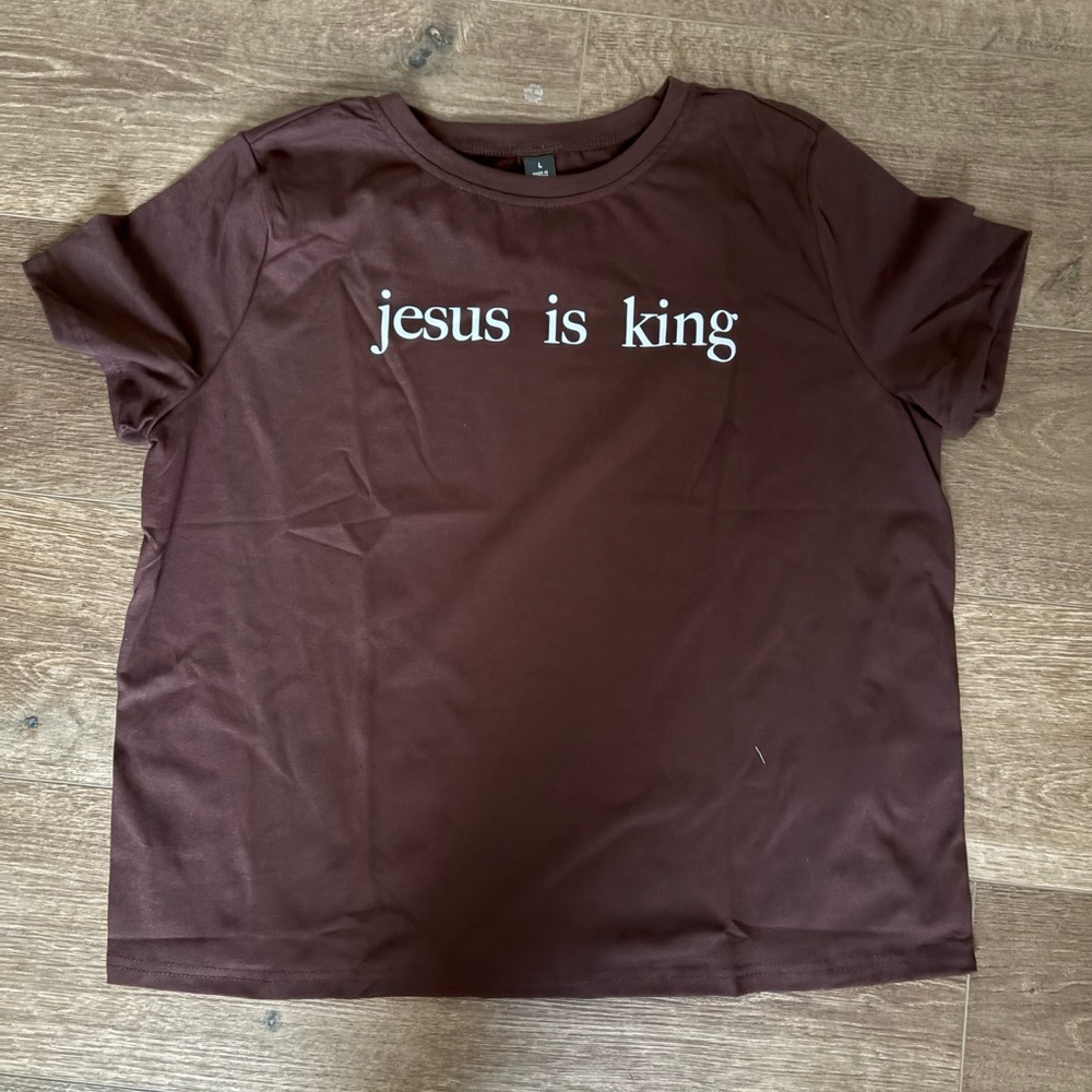 Brown Women’s Shirt with 'Jesus is King' Print